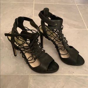 Vince Camuto Black Lacey Heels - 7.5